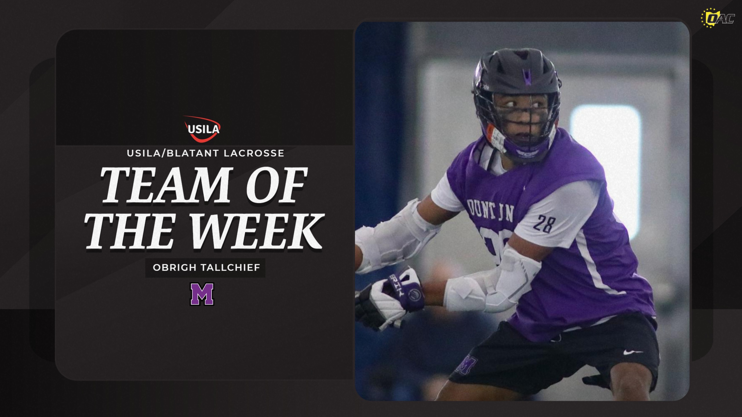 Mount Union's Obrigh Tallchief Named to USILA Team of the Week
