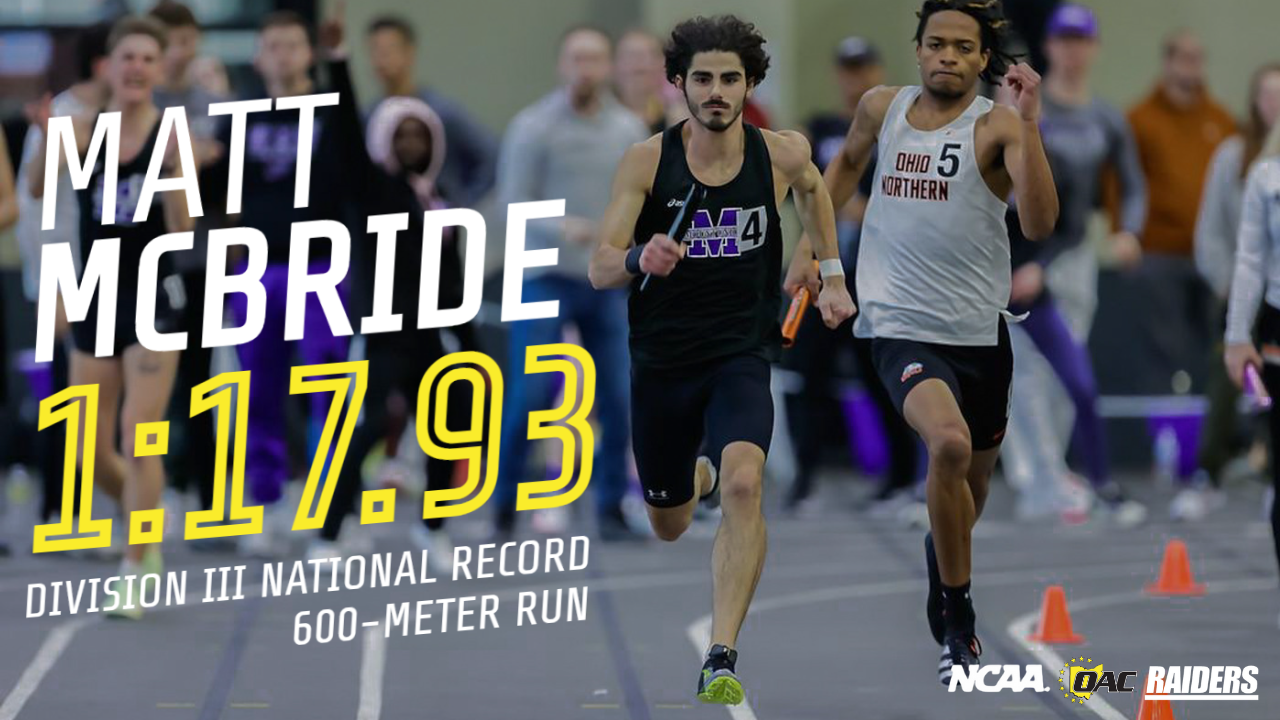 Matt McBride Sets NCAA Division III Track and Field Record in 600-Meter Run